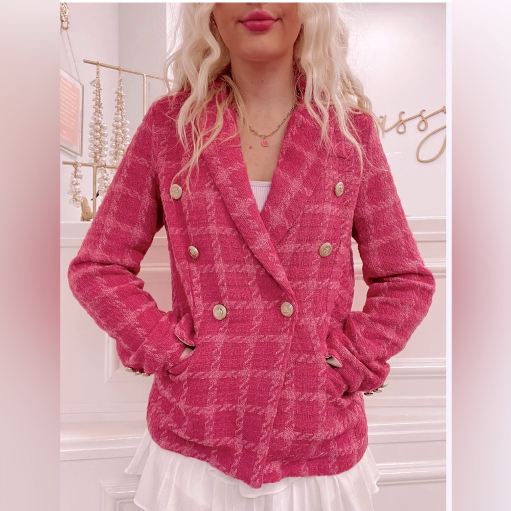 NWT Riffraff Pink Tweed Blazer